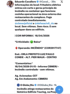 Susto no Edifício Touring: Incêndio em Contêiner Não Afeta Prédio Histórico, Diz Prefeito